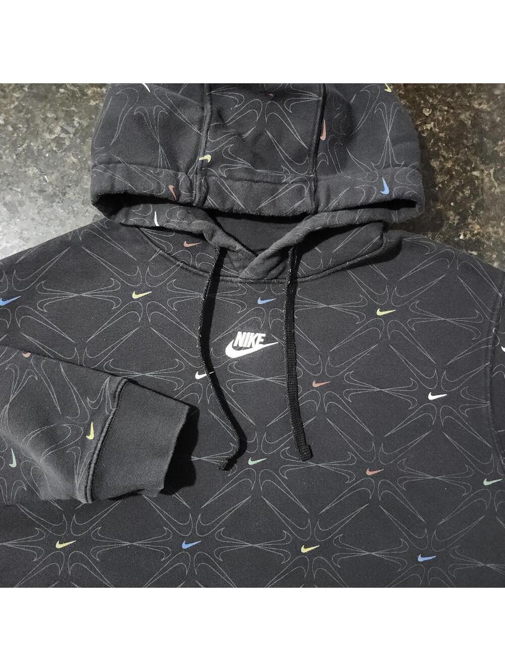 Nike Gel Fleece Pullover Hoodie AOP All Over Print Logo Mens Large DM7930-010